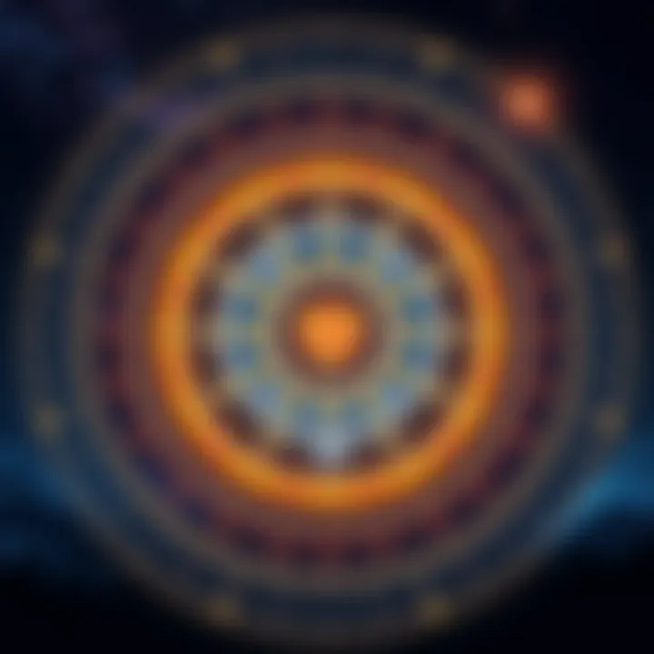 An intricate design showcasing the astrological symbolism of the 11th house in a cosmic setting
