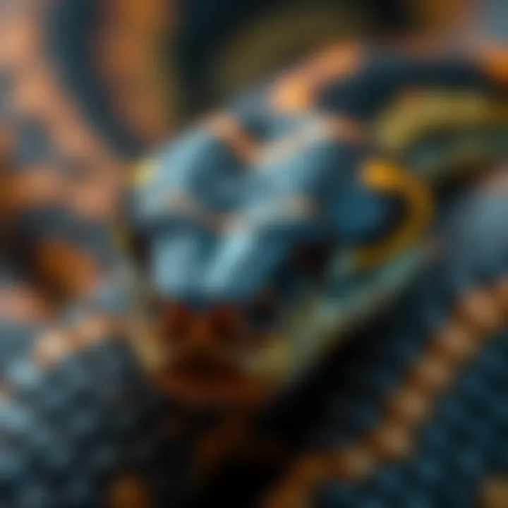 High-resolution image of a 1959 Congo snake showing a triangular head and dark eye markings.
