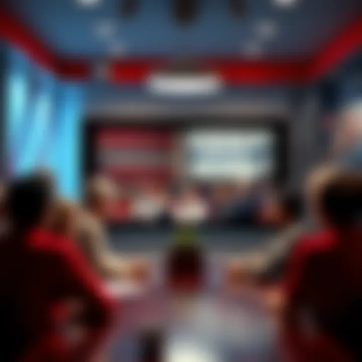 A still from a 1964 video showing people discussing current events, capturing the essence of the past reflecting on the present.