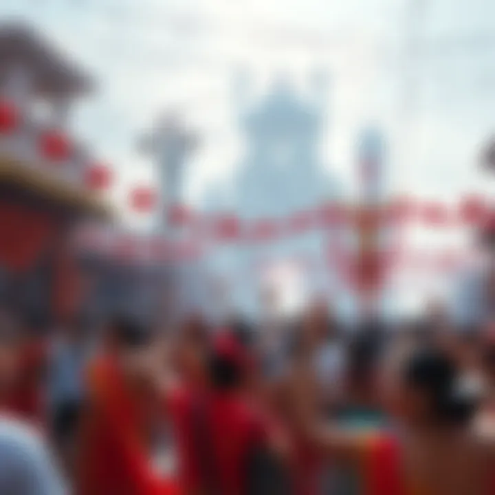People celebrating at the 2026 Dionysian Festival, with traditional attire and colorful decorations, showcasing Athenian culture.