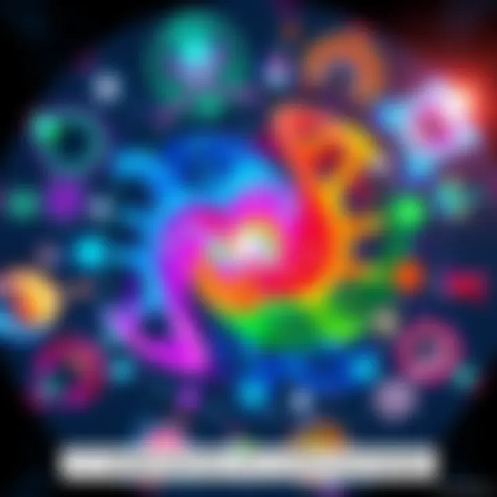 A colorful graphic representing 27 different dimensions of consciousness, with each dimension illustrated as a vibrant, swirling shape.