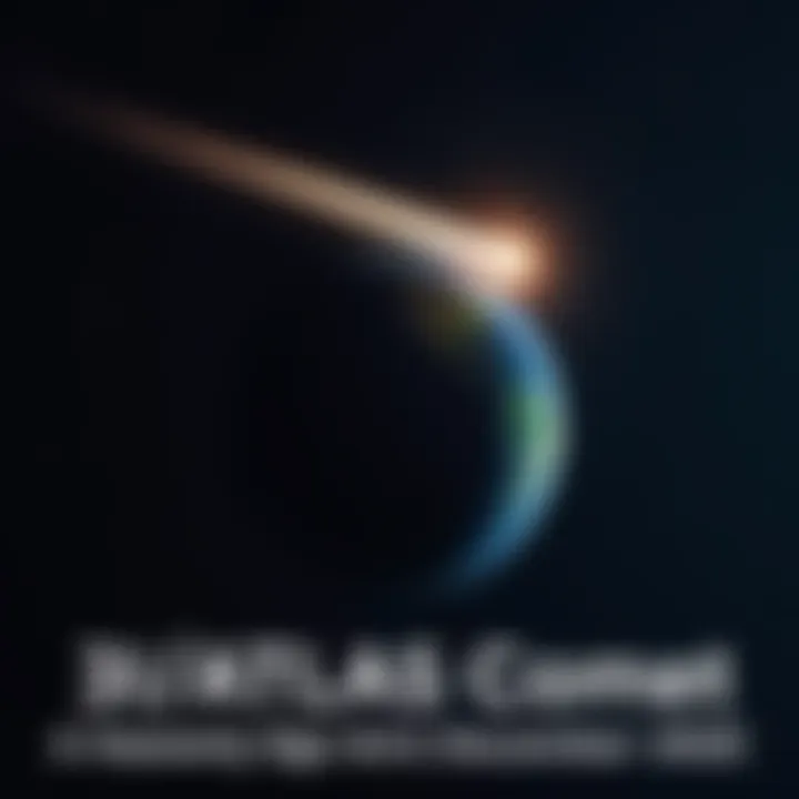 3I/ATLAS Comet Approaching Earth The 3I/ATLAS comet visible in the night sky near Earth, surrounded by a lineup of planets in alignment, symbolizing a celestial event.