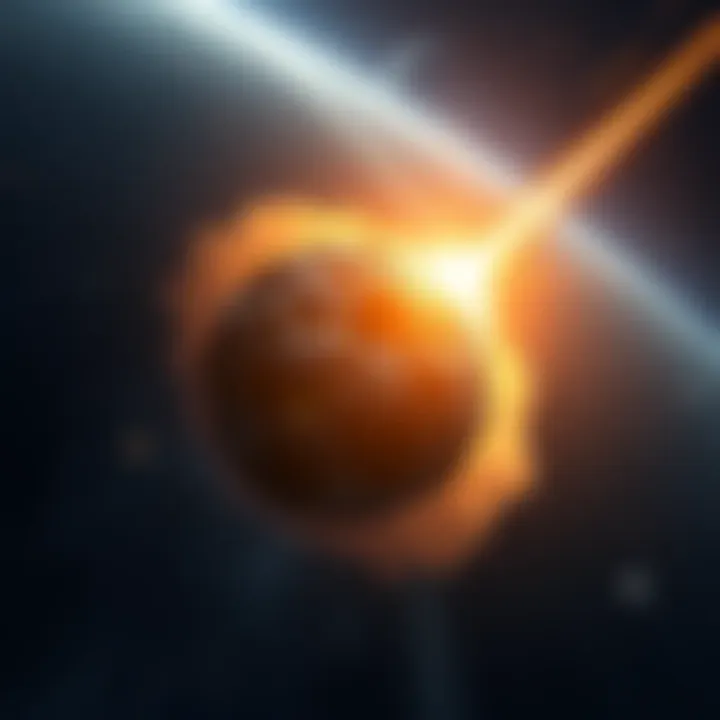 Illustration of the interstellar object 3I/ATLAS changing its path in space after perihelion, showing a trail of light indicating a speed boost.