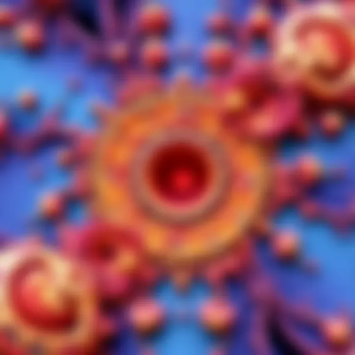 A colorful three-dimensional Mandelbrot fractal showcasing intricate patterns and shapes, representing a connection to cosmic structures.