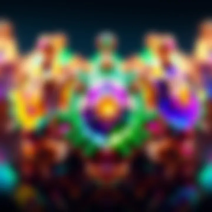 A close-up of colorful 3D printed officer jewels designed for lodges, showcasing their unique shapes and vibrant colors.