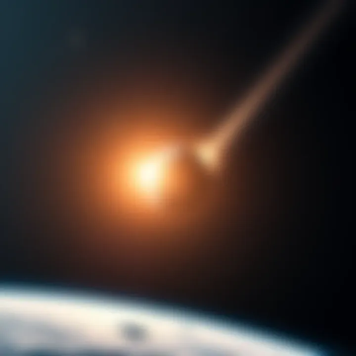 A visual representation of the 3iAtlas object in space, showing its trajectory towards Earth with a glowing effect and stars in the background.