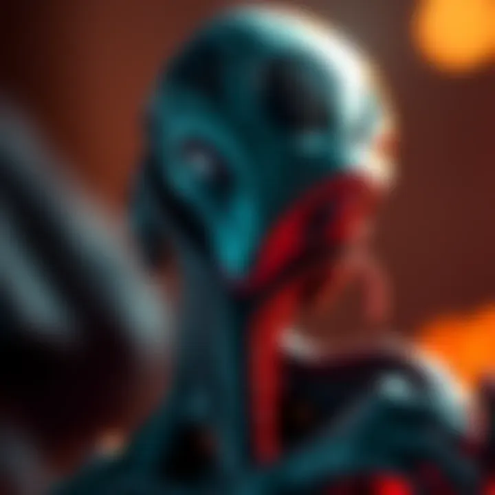 A generated image of an alien based on descriptions from 4chan, featuring unusual features and colors.