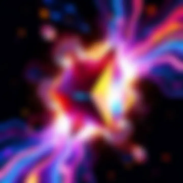 A visual representation of the 4th dimension with geometric shapes and swirling colors to illustrate complexity and depth.