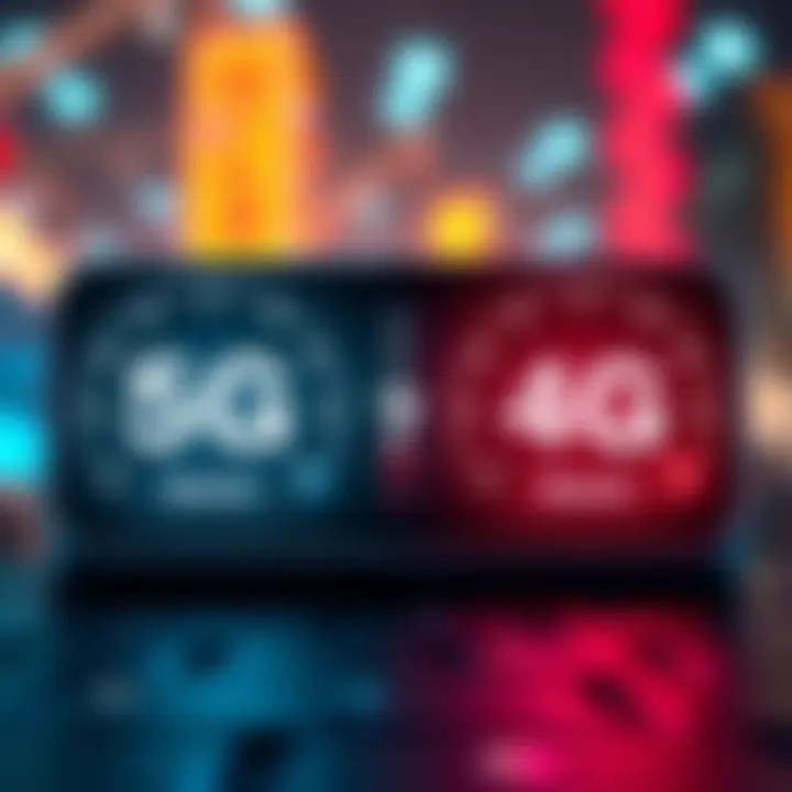 A graphic showing 5G and 4G icons side by side, with speed indicators and a question mark, highlighting the similarities in speeds.