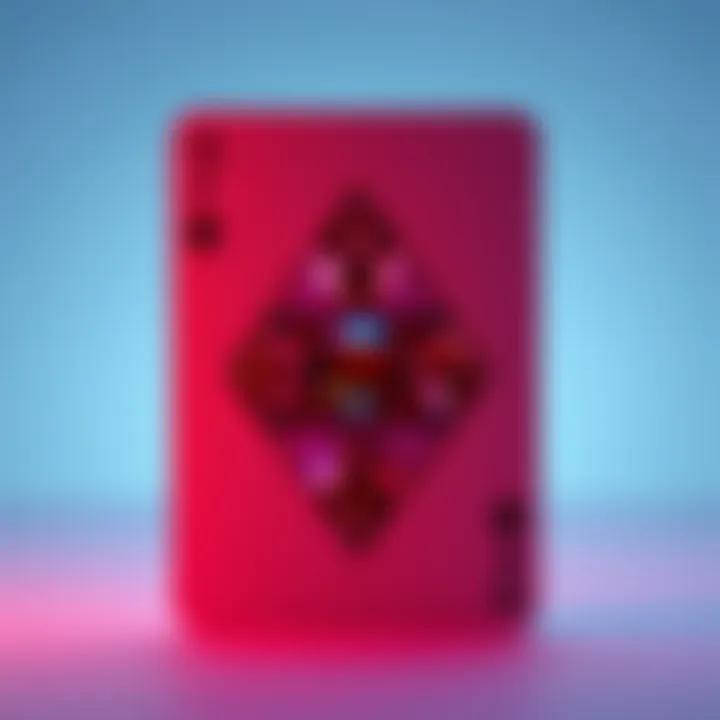 A close-up of the 7 of Diamonds playing card, showcasing its bright diamond symbols and unique design against a simple background.