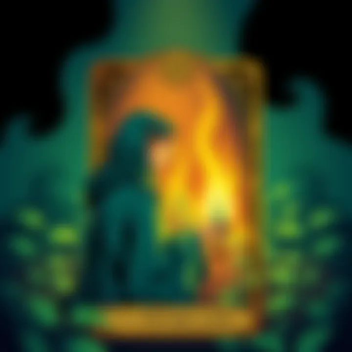 A detailed illustration of the 7 of Pentacles tarot card featuring a figure contemplating a garden with growing plants, symbolizing patience and investment in personal growth.