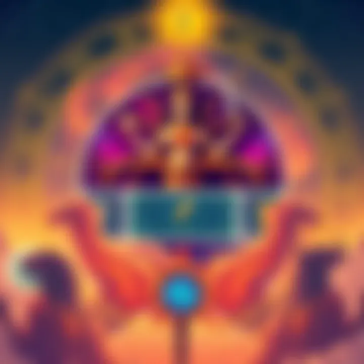 Illustration showing the 7th lord in different astrological houses with symbols representing relationships and insights in astrology