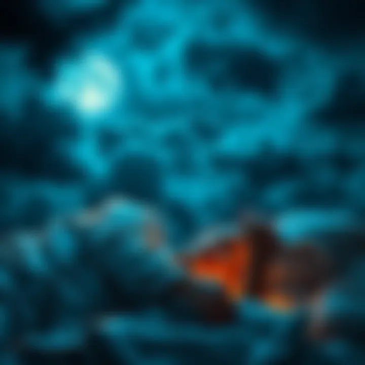 A person struggling to sleep, surrounded by dark clouds symbolizing nightmares and sleep paralysis, with a calming moon in the background.