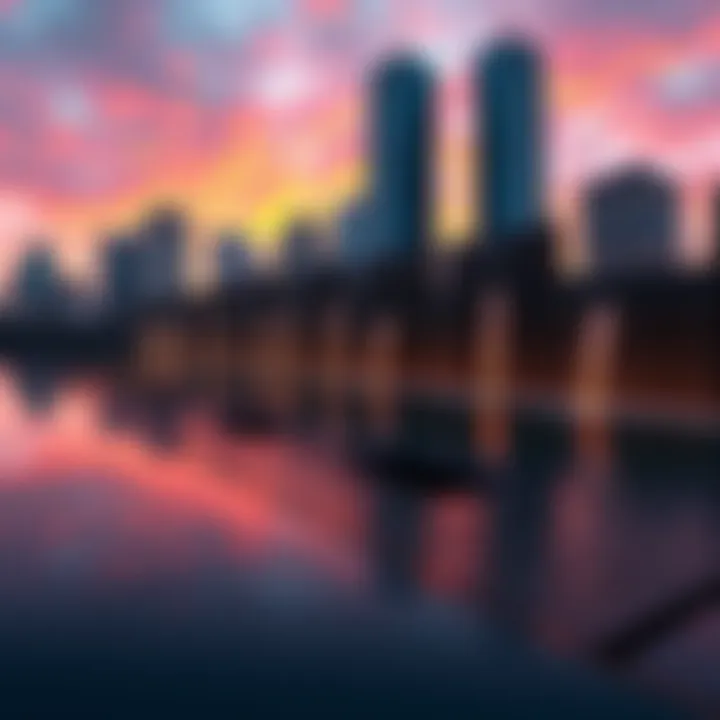 A view of the 9/11 memorial featuring waterfalls and reflecting pools in the ground zero area.