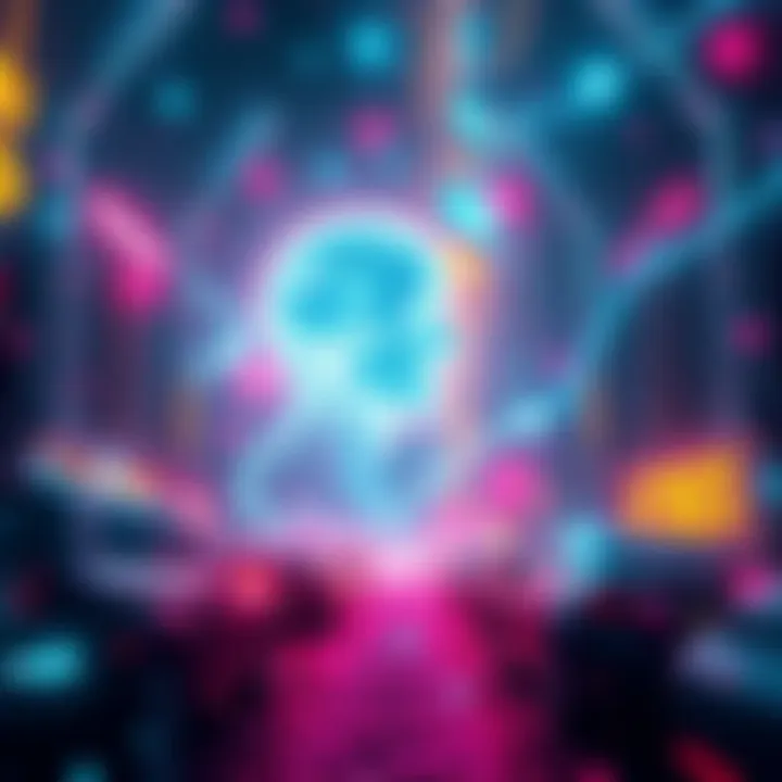 AGI and Quantum Mechanics in 2050 A futuristic scene showing artificial intelligence and quantum technology merging, with glowing circuits and quantum particles in a vibrant cityscape