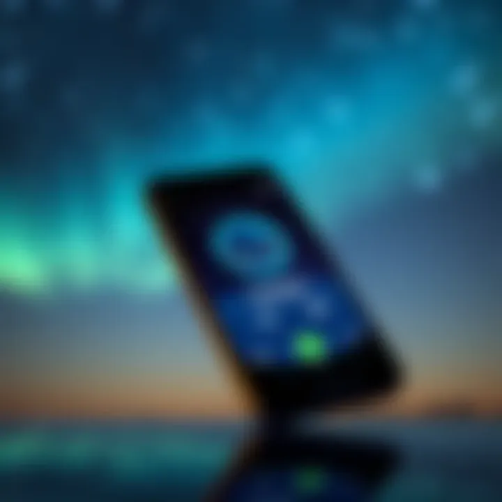 CE5 Contact app on a smartphone A smartphone displaying the CE5 Contact app interface with a starry sky background, suggesting communication with aliens.