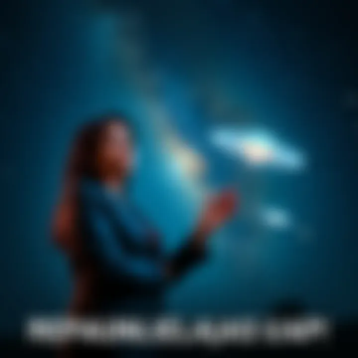 Dr. Beatriz Villarroel presenting her research on unidentified aerial phenomena, with a background of the night sky filled with stars and celestial objects.