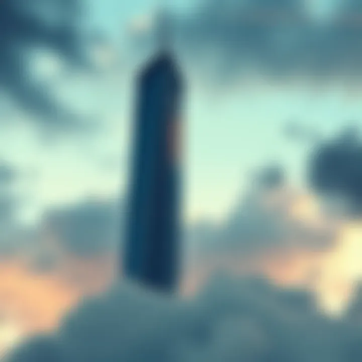 View of WTC Building 7 showing its structure against a cloudy backdrop