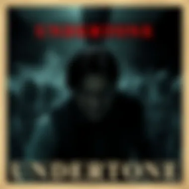 A dark and eerie movie poster for A24's Undertone, featuring a distressed character surrounded by shadowy figures, hinting at unsettling themes