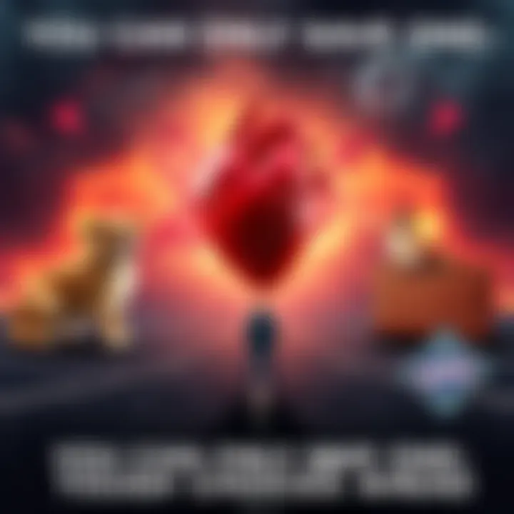 A heart divided A person standing at a crossroads, contemplating who or what to save in a heartfelt dilemma, surrounded by symbolic choices like a pet, a family member, and a treasured item.