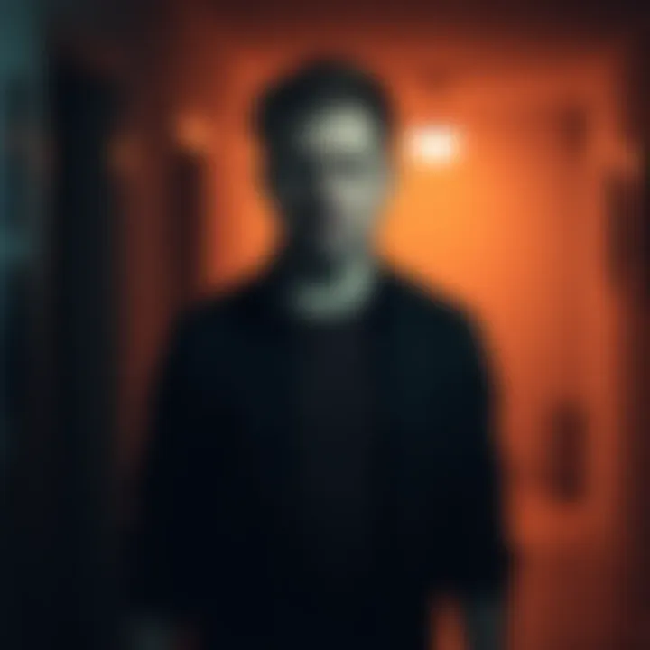 Aaron stands in a dimly lit room, showing signs of discomfort as he senses a dark presence around him in Ghost Adventures