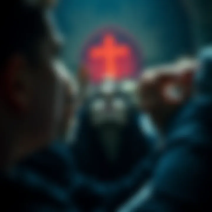 Participants during a real exorcism in 1991, showcasing the tension and emotions on their faces.