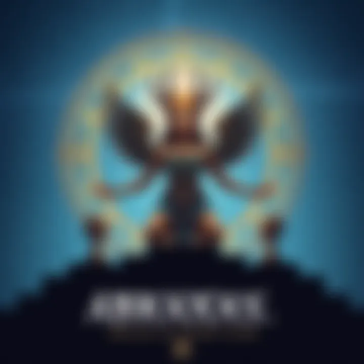 A symbolic representation of ABRAXAS, featuring a blend of elements from various cultures, including Gnostic and Sufi symbols, set against a night sky background.