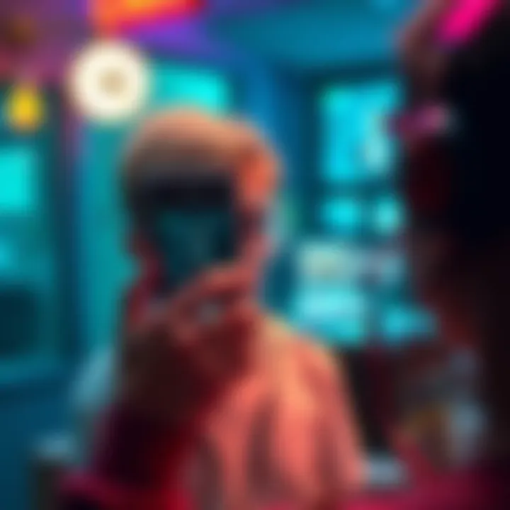 A person reacting to a bizarre video on a smartphone, showcasing a mix of confusion and curiosity.