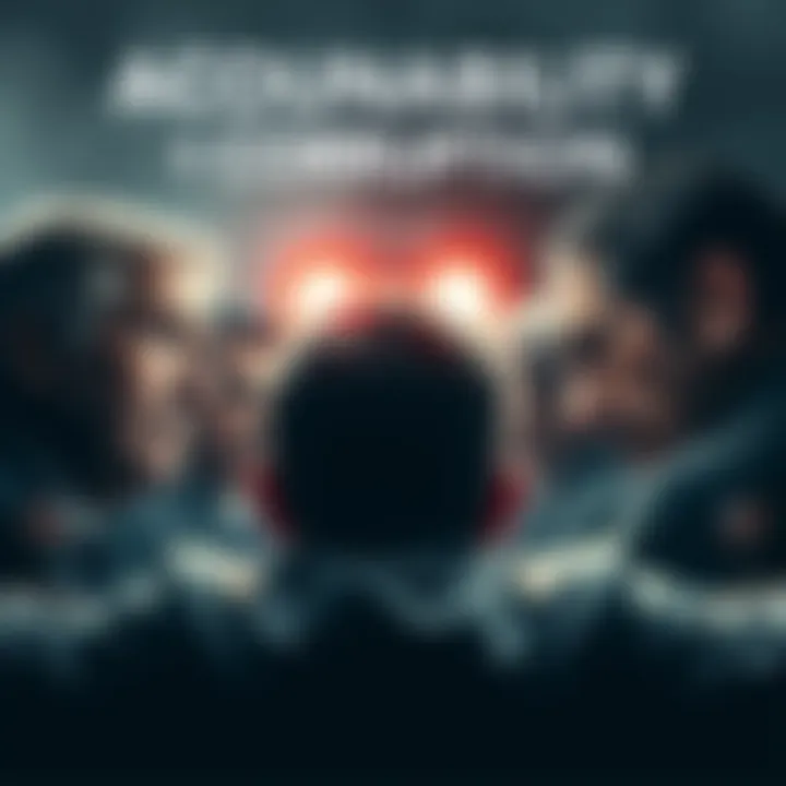 A montage showing wealthy individuals avoiding legal consequences while a struggling person faces injustice, symbolizing the divide in accountability. 