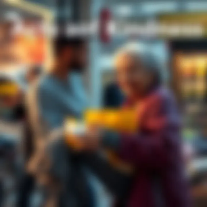 A person helping an elderly woman carry groceries, showcasing kindness in everyday life.