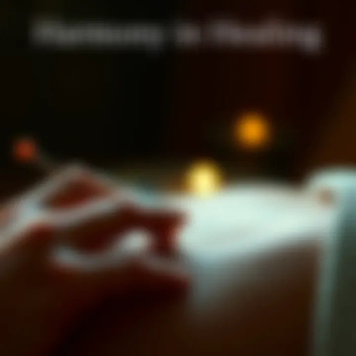 A serene acupuncture session with needles delicately placed, highlighting relaxation and therapeutic relief.