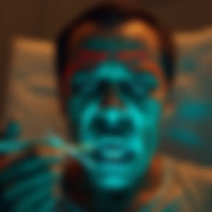 A person experiencing discomfort during an acupuncture session, with a needle visibly inserted and a worried expression on their face.
