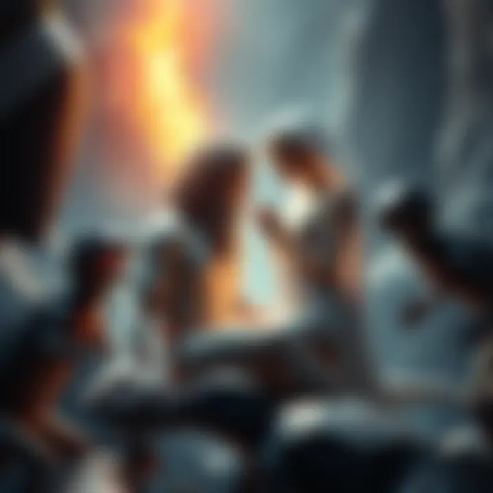 An artistic interpretation of Adam and Eve created by artificial intelligence, surrounded by a futuristic environment and reptilian figures observing them.