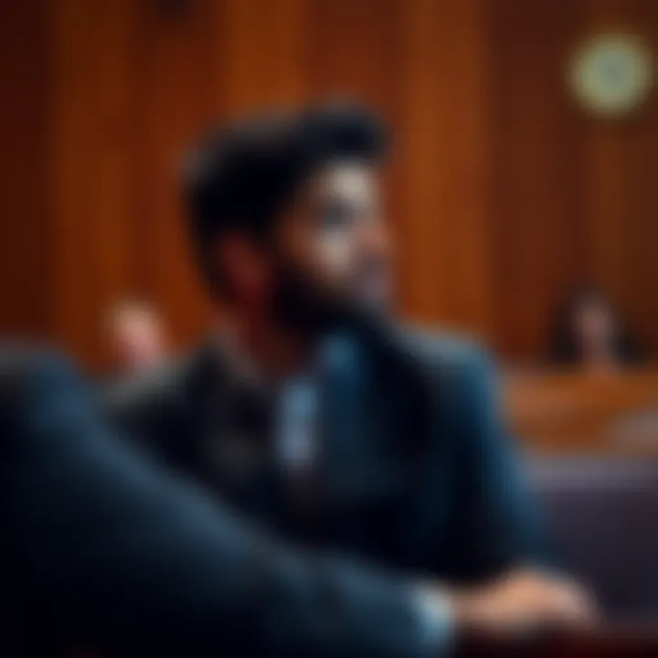 Adnan Syed sitting in a courtroom during trial proceedings