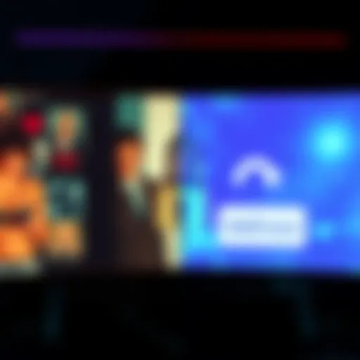 A split screen showing adult content on one side and a locked social media account on the other, highlighting differences in accessibility.