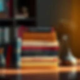 A collection of books stacked on a table featuring titles on Advaita philosophy