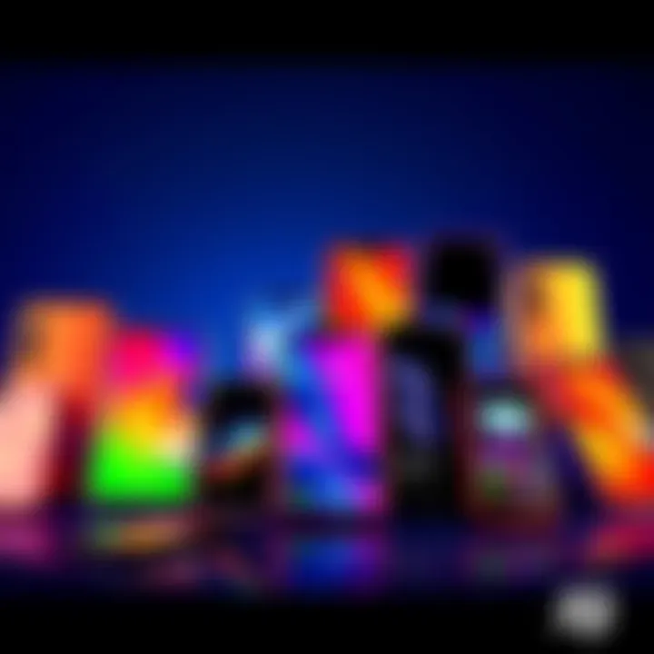 Affordable Mobile Phones A selection of various mobile phones available for purchase in RDC, showcasing different models and prices.