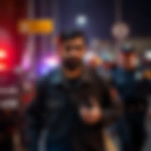 Mohammad Dawood Alokozay, an Afghan migrant, is led away by police officers following his arrest in Fort Worth, Texas, for threatening to detonate bombs.