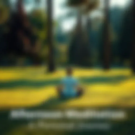 A person sitting cross-legged on a grassy area, surrounded by trees, enjoying a peaceful afternoon meditation