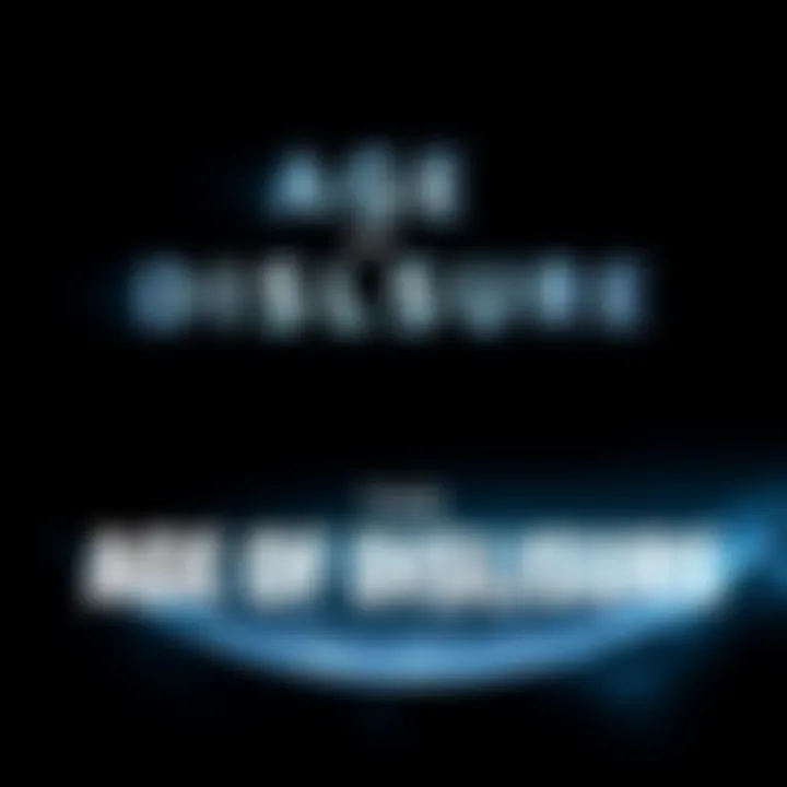 Poster featuring the title 'Age of Disclosure' with a dark background and intriguing visuals related to disclosure themes