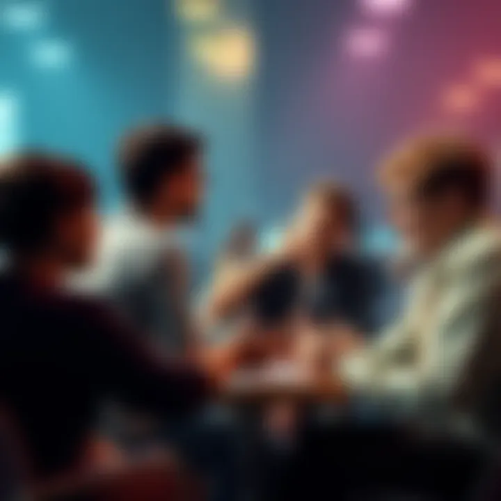 A discussion scene with diverse people sharing views on near-death experiences, emphasizing a mix of skepticism and belief.