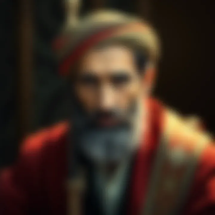 Portrait of Ahmad Shah Massoud, a key leader in Afghanistan, known for his fight against the Taliban, wearing traditional Afghan clothing.