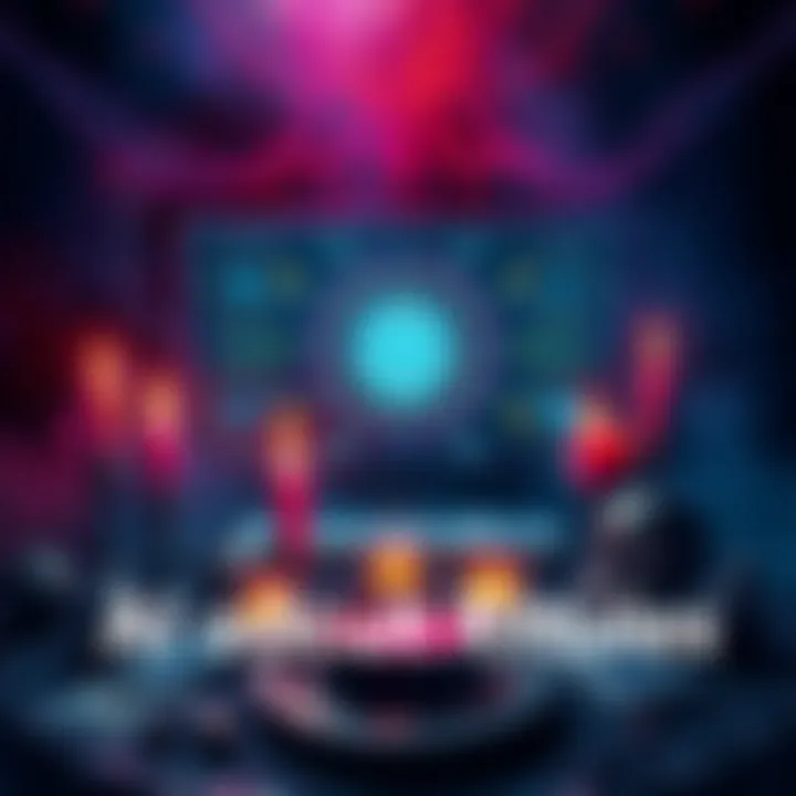 A mystical scene showing an artificial intelligence interface with symbols of occult rituals like candles and tarot cards around it.