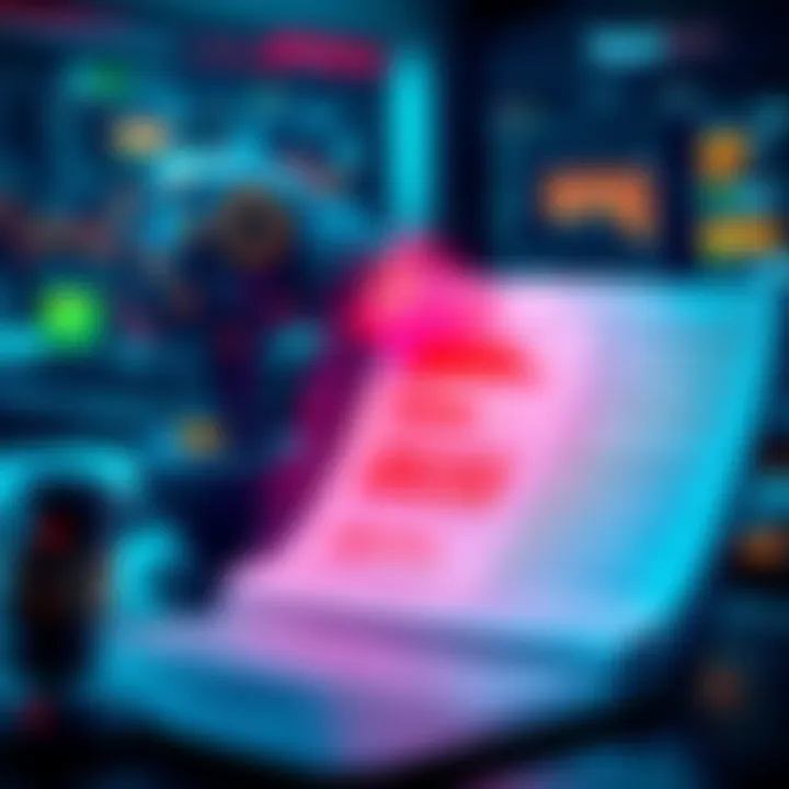 AI analyzing documents A depiction of artificial intelligence software analyzing and processing legal documents, with redacted text being revealed.
