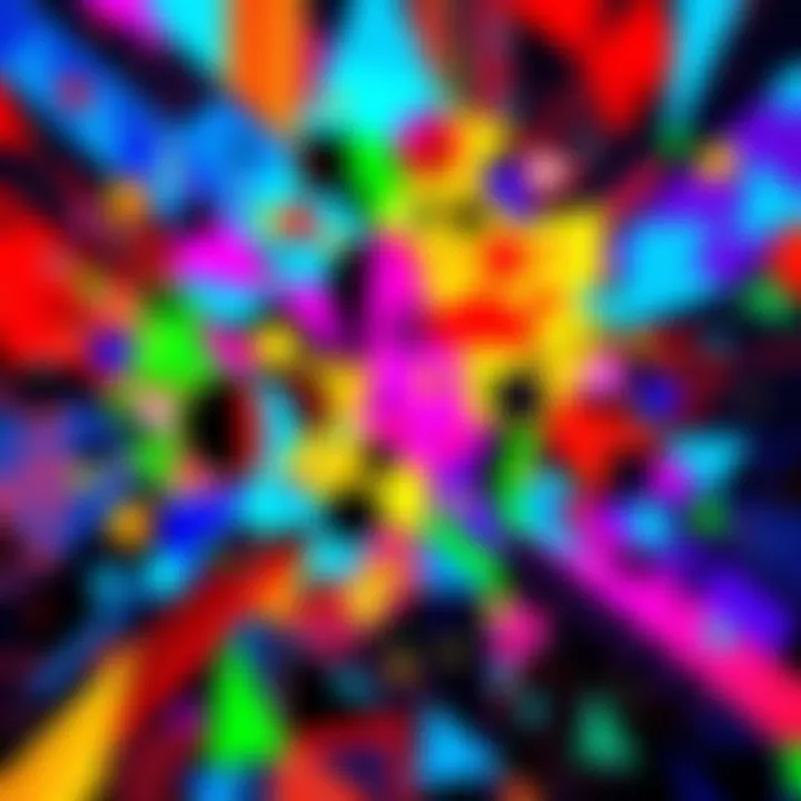 A colorful abstract artwork created by artificial intelligence, showcasing a blend of shapes and patterns.