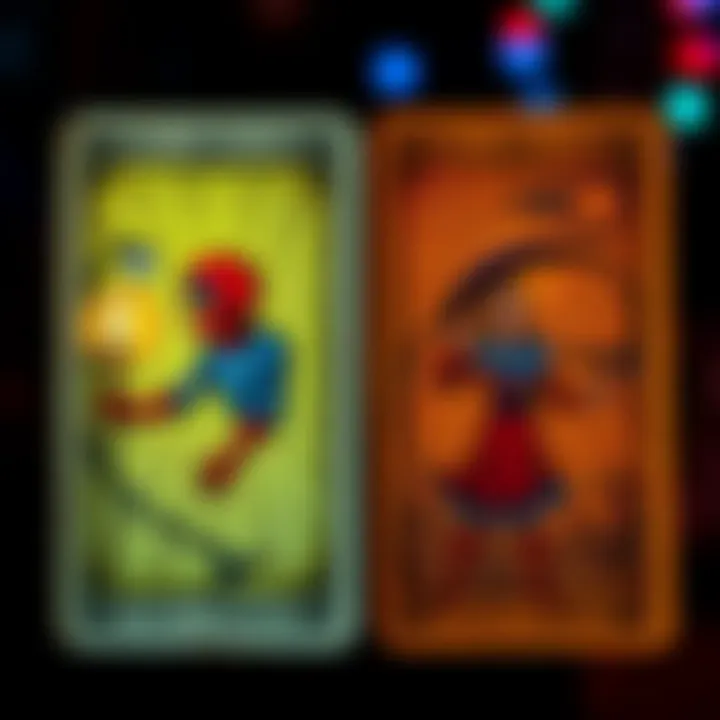 A comparison of hand-drawn tarot cards and AI-generated cards, highlighting the differences in design and authenticity.
