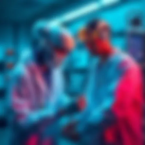 A doctor examines a patient with advanced AI technology assisting, highlighting the positive impact of AI in medicine.