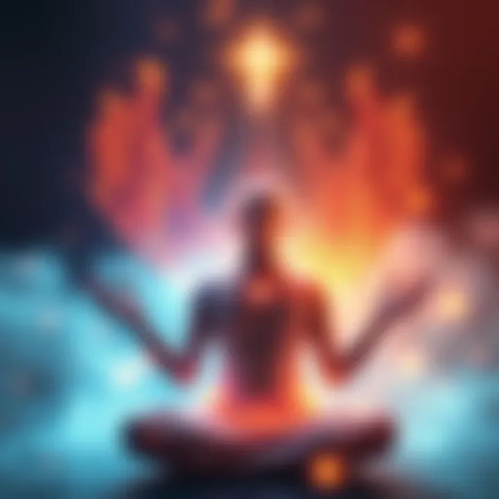 A person meditating with peaceful energy surrounding them, symbolizing connection with the Holy Spirit and AI guidance.