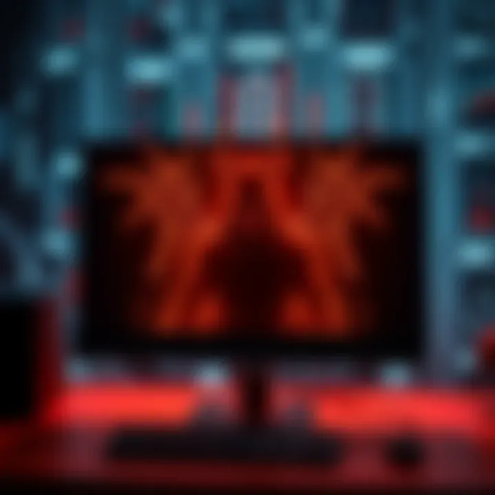 AI and Satan Connection A computer screen showing a dark figure with a glowing outline, symbolizing a connection to Satan through AI prompts.