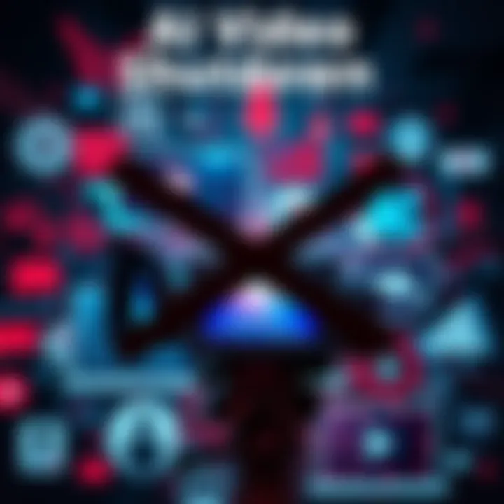 A collage showing symbols of AI technology and media control, with a crossed-out video camera, representing the shutdown of AI video generation tools.